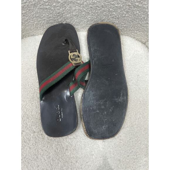 Gucci Web Strap Logo Sandals - Size 5.5 - Picture 3 of 5